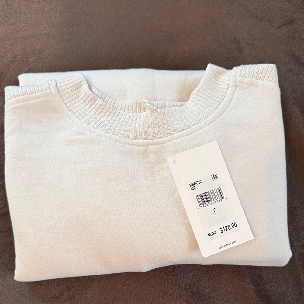 Splendid Ribbed Crewneck Long Sleeves Ribbed Cuffs and Hem Sweatshirt R13A - Picture 12 of 13